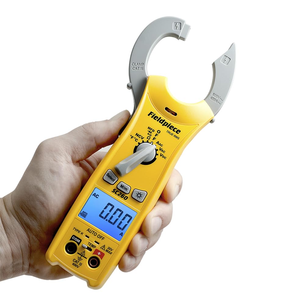 Fieldpiece Compact HVACR Clamp Multimeter SC260 – True RMS Clamp Meter with Temperature, Capacitance & Backlight