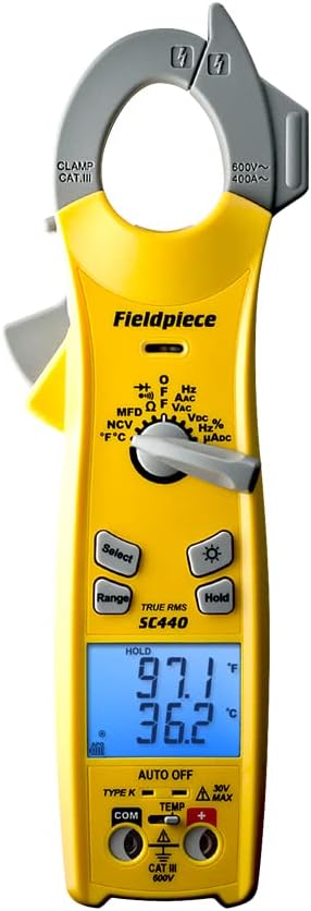 Fieldpiece SC440 True RMS Clamp Meter with Temperature, Inrush Current, Capacitance and Backlight