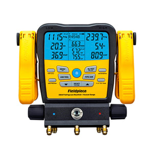Fieldpiece SM482V Wireless 4-Port SMAN Refrigerant Manifold with Vacuum Gauge – Air Conditioning/Refrigerant Digital Gauges for HVAC & Refrigeration